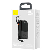 Заредете изображение във визуализатора на галерията – Baseus Qpow Digital Display powerbank with fast charging 20000mAh 22.5W QC/PD/SCP/FCP with built-in USB-C cable black
