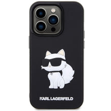 Заредете изображение във визуализатора на галерията – Original Pouch KARL LAGERFELD hardcase Rubber Choupette 3D KLHCP14X3DRKHNK for Iphone 14 Pro Max Black
