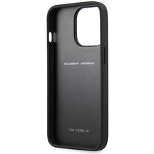 Заредете изображение във визуализатора на галерията – Ferrari FEHCP13LRGOG iPhone 13 Pro / 13 6.1" black/black hardcase Leather Curved Line
