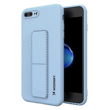 Заредете изображение във визуализатора на галерията – Wozinsky Kickstand Case silicone case with stand for iPhone 8 Plus / iPhone 7 Plus light blue
