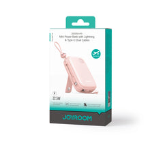Заредете изображение във визуализатора на галерията – Powerbank Joyroom JR-L008 Plus Cutie Series 22.5W 20000mAh with stand + USB-A - USB-C cable - pink
