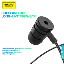 Заредете изображение във визуализатора на галерията – Foneng Earphones EP200 with microphone black
