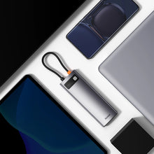 Заредете изображение във визуализатора на галерията – HUB 8in1 Baseus StarJoy USB-C to USB-C PD / 3x USB-A / HDMI / RJ-45 / SD TF - gray
