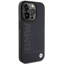 Заредете изображение във визуализатора на галерията – Original Case BMW Leather Hot Stamp BMHCP15LSLLBK for Iphone 15 Pro Black

