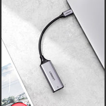 Заредете изображение във визуализатора на галерията – Ugreen external network adapter RJ45 - USB Type C (1000 Mbps / 1 Gbps) Gigabit Ethernet gray (CM199)
