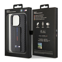 Заредете изображение във визуализатора на галерията – BMW Grip Stand Smooth &amp; Carbon case for iPhone 15 Pro Max - black
