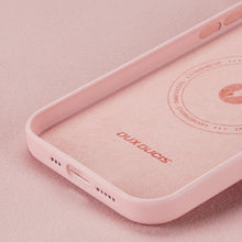 Заредете изображение във визуализатора на галерията – Dux Ducis Grit Leather Case for iPhone 14 Pro Elegant Faux Leather Cover (MagSafe Compatible) Pink
