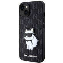 Заредете изображение във визуализатора на галерията – Original Pouch KARL LAGERFELD Saffiano Monogram Choupette KLHCP14MSAKHPCK for Iphone 14 Plus Black
