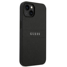 Заредете изображение във визуализатора на галерията – Original faceplate case GUESS GUHCP14SPSASBBK for iPhone 14 (Saffiano With Metal Logo / black)
