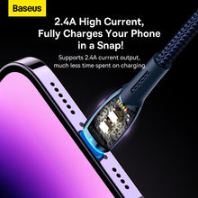Заредете изображение във визуализатора на галерията – BASEUS cable USB A to Apple Lightning 8-pin 2,4A Glimmer Series CADH000303 2m blue
