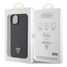 Заредете изображение във визуализатора на галерията – Original Case GUESS Croco Triangle Metal Logo hardcase GUHCP15SPCRTHCK for Iphone 15 black
