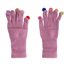 Заредете изображение във визуализатора на галерията – Gloves for touch screens with pom poms PURPLE
