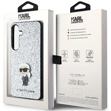 Заредете изображение във визуализатора на галерията – Karl Lagerfeld Fixed Glitter Ikonik Logo Metal Pin case for Samsung Galaxy S24+ - silver
