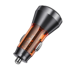 Заредете изображение във визуализатора на галерията – HOCO car charger USB QC 18W + Type C 30W with digital display PD48W NZ12B transparent orange
