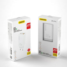 Заредете изображение във визуализатора на галерията – Dudao GaN Fast 65W USB Wall Charger / 2x USB Type C Quick Charge Power Delivery (Gallium Nitride) white (A7xs white)
