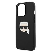 Заредете изображение във визуализатора на галерията – Karl Lagerfeld KLHCP13LPKMK iPhone 13 Pro / 13 6,1" czarny/black hardcase Leather Ikonik Karl`s Head Metal
