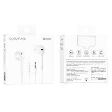 Заредете изображение във визуализатора на галерията – Borofone Earphones BM80 Magnificent with microphone white
