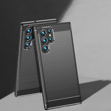 Заредете изображение във визуализатора на галерията – Carbon Case for Samsung Galaxy S23 Ultra flexible silicone carbon cover black
