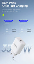 Заредете изображение във визуализатора на галерията – Dux Ducis Duzzona wall charger T4 - 2xType C - PD 35W white
