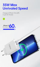 Заредете изображение във визуализатора на галерията – Dux Ducis Duzzona wall charger T4 - 2xType C - PD 35W white
