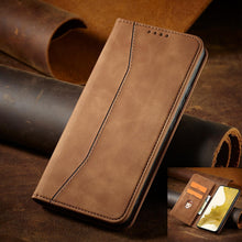 Заредете изображение във визуализатора на галерията – Magnet Fancy Case for Samsung Galaxy S23 flip cover wallet stand brown
