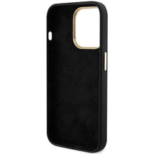 Заредете изображение във визуализатора на галерията – Guess Silicone Script Metal Logo &amp; Frame case for iPhone 15 Pro - black
