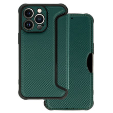 Заредете изображение във визуализатора на галерията – Razor Carbon Book Case for Iphone 13 Pro dark green
