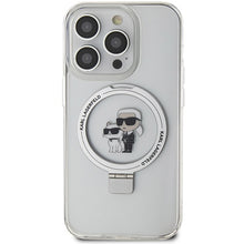 Заредете изображение във визуализатора на галерията – Original Pouch KARL LAGERFELD Ring Stand Karl&amp;Choupettte MagSafe KLHMP14LHMRSKCH for Iphone 14 Pro White
