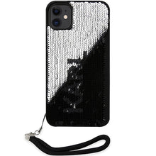 Заредете изображение във визуализатора на галерията – Original Pouch KARL LAGERFELD hardcase Sequins Cord KLHCN61PSQRKS for Iphone 11/ Xr Silver
