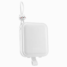 Заредете изображение във визуализатора на галерията – Joyroom power bank with USB C and Lightning cables and stand Cutie Series 10000mAh 22.5W white (JR-L008)
