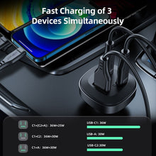 Заредете изображение във визуализатора на галерията – Acefast car charger usb a + 2 x typ c qc4.0 pd66w pps afc fcp b3 black
