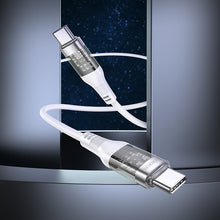 Заредете изображение във визуализатора на галерията – Borofone Cable BU37 Transparent Exploration - Type C to Type C - 60W 1,2 metres white
