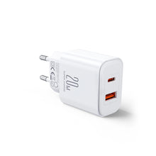 Заредете изображение във визуализатора на галерията – EU Joyroom JR-TCF05 20W USB-A USB-C charger + USB-C cable - white
