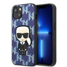 Заредете изображение във визуализатора на галерията – Karl Lagerfeld KLHCP13SPMNIKBL iPhone 13 mini 5.4" hardcase blue/blue Monogram Ikonik Patch
