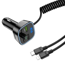 Заредете изображение във визуализатора на галерията – Borofone Transmitter FM BC45 Prestige MP3, Bluetooth, - 2xUSB - QC 3.0 18W with Type C and Lightning cables black
