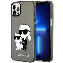 Заредете изображение във визуализатора на галерията – Karl Lagerfeld KLHCP12MHNKCTGK iPhone 12 /12 Pro 6.1" black/black hardcase Gliter Karl&amp;Choupette
