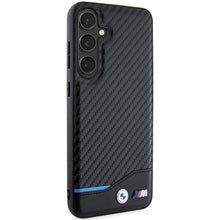 Заредете изображение във визуализатора на галерията – Original Case BMW Leather Carbon BMHCS24M22NBCK for Samsung Galaxy S24 Plus Black
