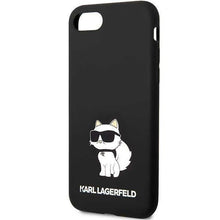 Заредете изображение във визуализатора на галерията – Karl Lagerfeld KLHCI8SNCHBCK iPhone 7/8/ SE 2020/2022 hardcase black/black Silicone Choupette

