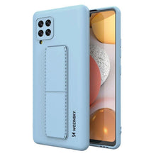 Заредете изображение във визуализатора на галерията – Wozinsky Kickstand Case Silicone Stand Cover for Samsung Galaxy A42 5G Light Blue
