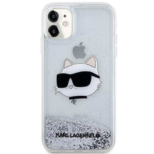 Заредете изображение във визуализатора на галерията – Karl Lagerfeld KLHCN61LNCHCS iPhone 11/ XR silver/silver hardcase Glitter Choupette Head
