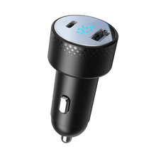Заредете изображение във визуализатора на галерията – Car charger with voltmeter 53W (USB C, USB) Joyroom JR-CCD01 black

