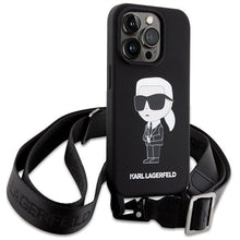 Заредете изображение във визуализатора на галерията – Karl Lagerfeld KLHCP15XSCBSKNK iPhone 15 Pro Max 6.7&quot; hardcase black/black Crossbody Silicone Ikonik
