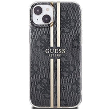 Заредете изображение във визуализатора на галерията – Original faceplate case GUESS GUHCP15MH4PSEGK for iPhone 15 Plus (4G Gold  Stripe / black)

