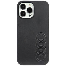 Заредете изображение във визуализатора на галерията – Audi Synthetic Leather iPhone 13 Pro Max 6.7" black/black hardcase AU-TPUPPCIP13PM-TT/D1-BK
