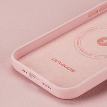 Заредете изображение във визуализатора на галерията – Dux Ducis Grit Leather Case for iPhone 14 Pro Elegant Faux Leather Cover (MagSafe Compatible) Pink
