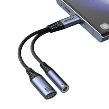 Заредете изображение във визуализатора на галерията – Joyroom SY-C02 2in1 DAC adapter USB-C to USB-C / 3.5 mm mini jack - black
