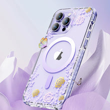 Заредете изображение във визуализатора на галерията – Kingxbar Flora Series magnetic case for iPhone 14 Pro MagSafe decorated with orchid flowers print
