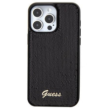 Заредете изображение във визуализатора на галерията – Guess Sequin Script Metal case for iPhone 15 Pro - black
