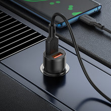 Заредете изображение във визуализатора на галерията – Borofone Car charger BZ19 Wisdom - 2xUSB - 12W with USB to Type C cable black
