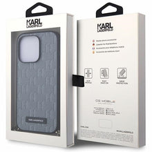 Заредете изображение във визуализатора на галерията – Original Pouch KARL LAGERFELD hardcase Saffiano Monogram Chain KLHCP14LSACKLHPG for Iphone 14 Pro silver
